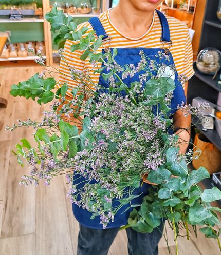 Eucalipto y Limonium Rosa