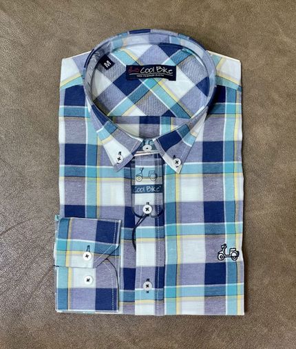Camisa CoolBike cuadros verde agua