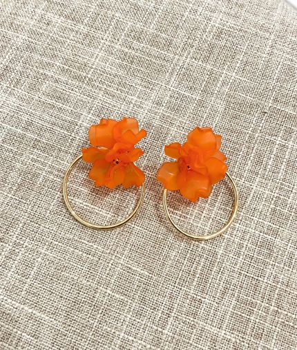 Pendientes flor naranja