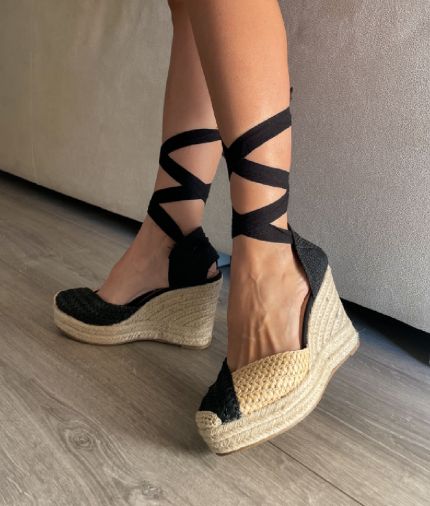 Cuñas rafia bicolor