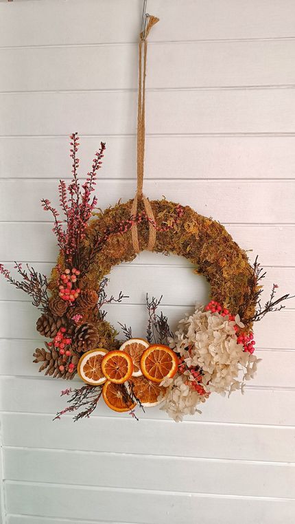 Corona de Flores Preservadas Blanca y Rosa